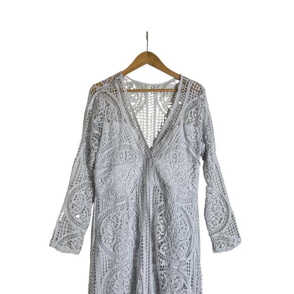 Venus Women's V-Neck Sheer Partially Lined Pullover Maxi Dress Size L White NWOT - Picture 2 of 6